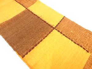 アンティーク　手織り真綿紬変わり格子模様織り出し名古屋帯